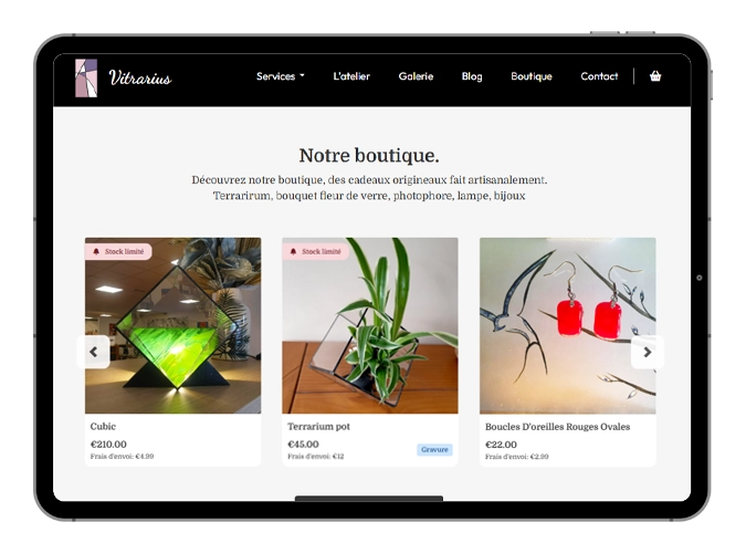 Website designed by DoveCreation FR in France on a iPad