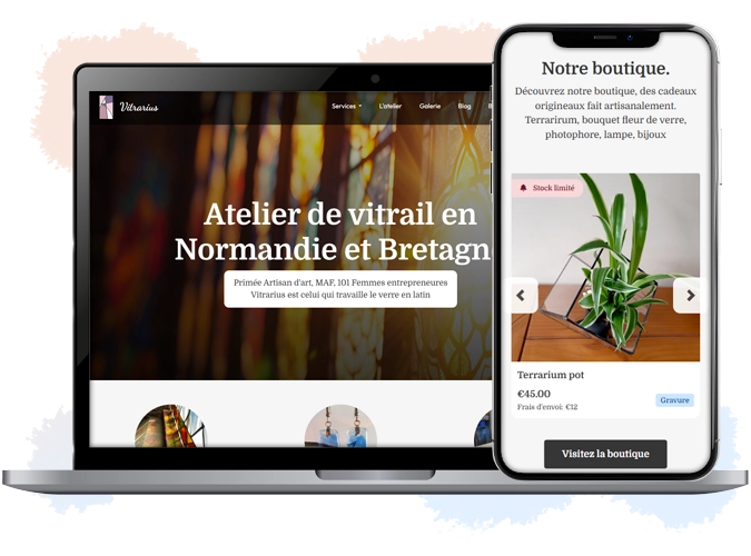 A website designed by DoveCreation FR in France on a MacBook